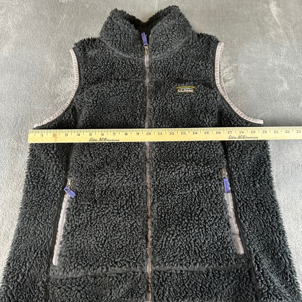 LL Bean Womens Black Sherpa Fleece Vest Full Zip 502430 Large Regular - Picture 3 of 8